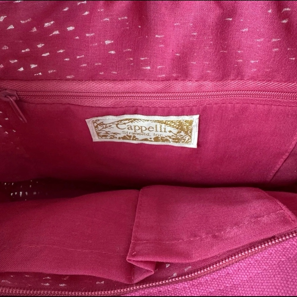 Cappelli Straworld Fuchsia Tote with Beaded Handle - Picture 4 of 12